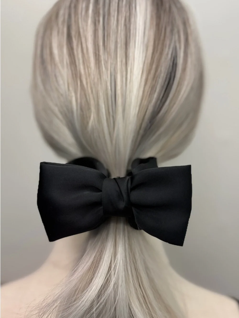 Satin Bow Hair Clip Beige Red Black Hair Bow Barrette Elegant Minimalist